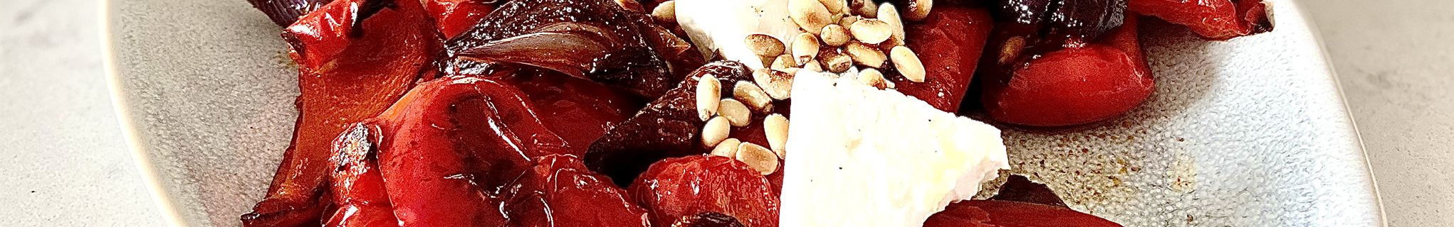 Roasted red peppers with feta 